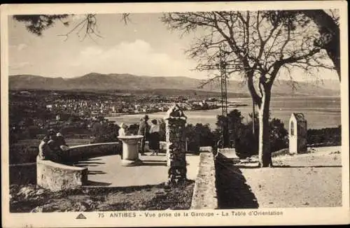 Ak Antibes Alpes Maritimes, Vue prise de la Garoupe, La Table d'Orientation
