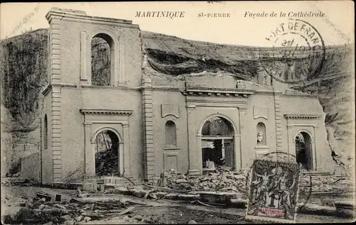 Ak Saint-Pierre Martinique, zerstörte Karthedrale