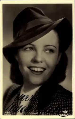 Ak Schauspielerin Hilde Krahl, Portrait, Autogramm