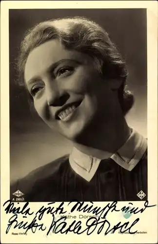 Ak Schauspielerin Käthe Dorsch, Portrait, Autogramm