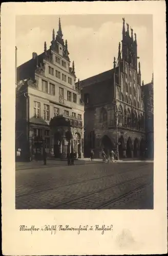 Ak Münster in Westfalen, Stadtweinhaus und Rathaus