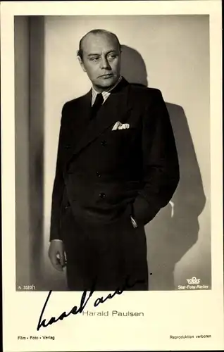Ak Schauspieler Harald Paulsen, Portrait, Film Foto Verlag A 3520/1, Tobis, Autogramm