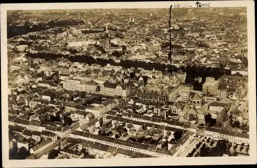 Ak Düsseldorf am Rhein, Fliegeraufnahme Stadtzentrum