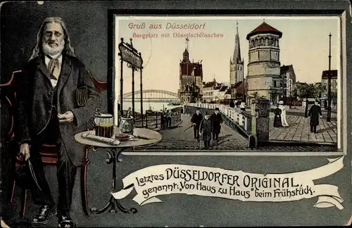 Ak Düsseldorf am Rhein, Burgplatz mit Düsselschlösschen