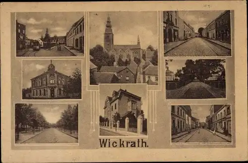 Ak Wickrath Mönchengladbach am Niederrhein, Kirche, Ortspartie