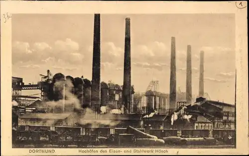 Ak Dortmund im Ruhrgebiet, Hochöfen des Eisen- und Stahlwerk Hösch