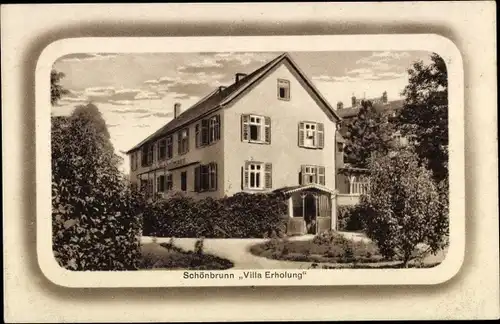 Passepartout Ak Schönbrunn Bischofswerda in Sachsen, Villa Erholung