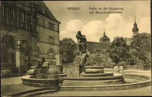 Ak Minden in Westfalen, Regierung, Monumentbrunnen