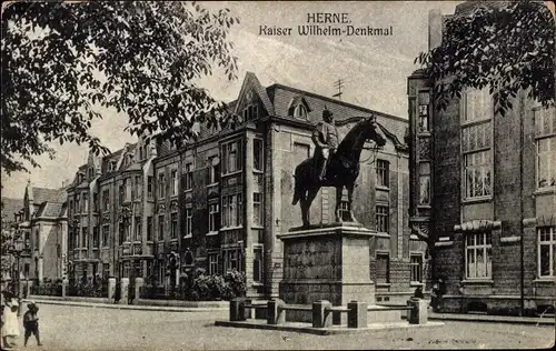 Ak Herne im Ruhrgebiet Nordrhein Westfalen, Kaiser Wilhelm Reiterdenkmal