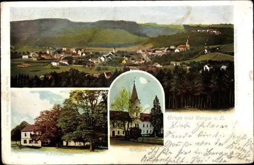 Ak Berga an der Elster Thüringen, Rathaus, Schützenhaus