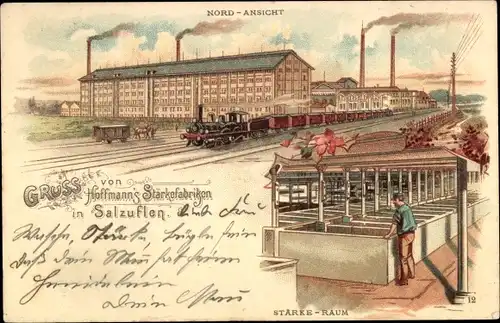 Litho Bad Salzuflen in Lippe, Hoffmann's Stärkefabriken, Eisenbahn