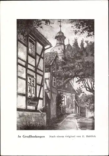 Künstler Ak Hablick, E., Großbodungen im Eichsfeld Thüringen, Kirche