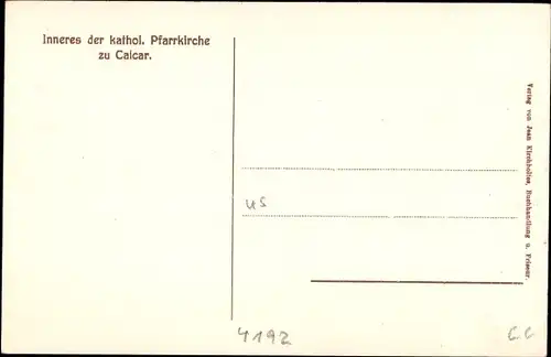 Ak Kalkar Kreis Kleve, Inneres der kath. Pfarrkirche