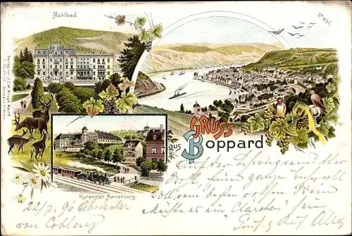 Litho Boppard am Rhein, Mühlbad, Kuranstalt Marienbad