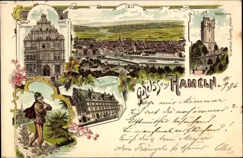 Ak Hameln an der Weser Niedersachsen, Totale, Klütturm, Hochzeitshaus, Rattenfängerhaus