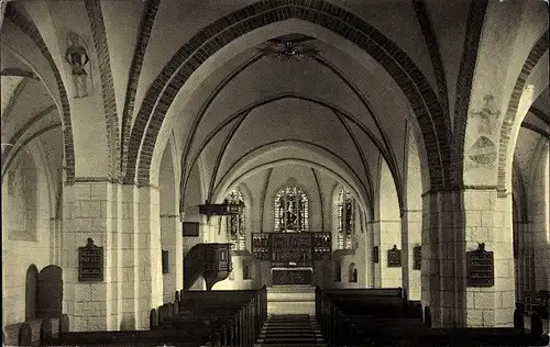 Ak Burg auf der Insel Fehmarn, Inneres der St. Nikolai Kirche, Kanzel, Liedanzeiger