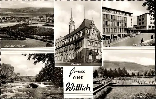 Ak Wittlich in der Eifel, Panorama, Kreissparkasse, Schwimmbad, Rathaus