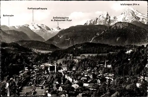 Ak Berchtesgaden in Oberbayern, Panorama, Watzmann, Schönfeldspitze, Gotzenalm