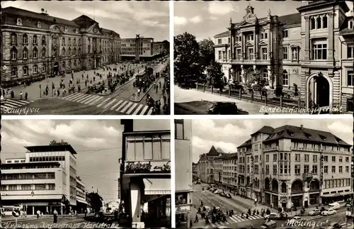 Ak Karlsruhe in Baden, Hauptpost, Bundesverfassungsgericht, Kaiserstraße, Karlstraße