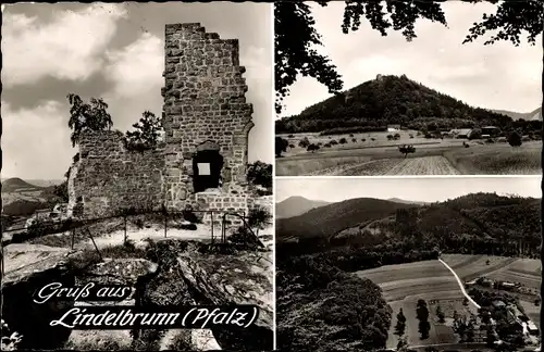 Ak Vorder Weidental Vorderweidenthal in der Pfalz, Burg Lindelbrunn, Panorama, Forsthaus