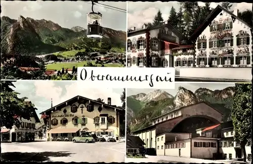 Ak Oberammergau in Oberbayern, Loberbergbahn, Hotel Alte Post, Passionsspielhaus