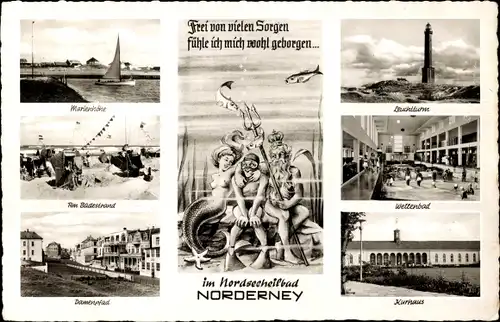 Ak Nordseebad Norderney Ostfriesland, Kurhaus, Leuchtturm, Badestrand, Wellenbad, Marienhöhe