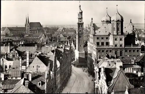 Ak Augsburg in Schwaben, Rathaus, Dom, Blick vom Turm der Moritzkirche