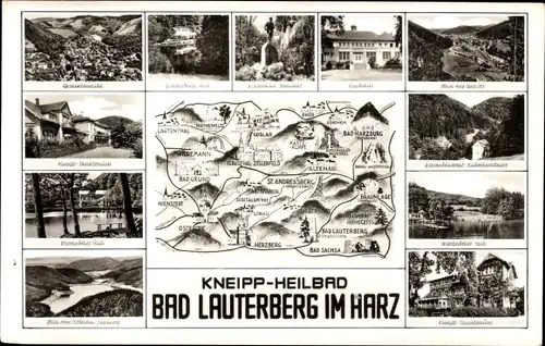 Ak Bad Lauterberg im Harz, Landkarte, Kurhaus, Teilansicht, Panorama