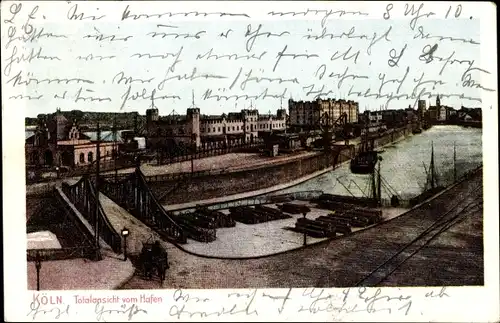 Ak Köln am Rhein, Blick vom Hafen, Brücke