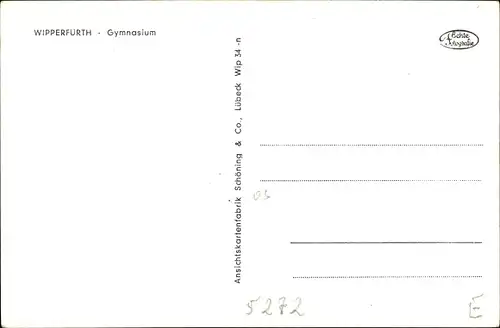 Ak Wipperfürth Oberbergischer Kreis, Gymnasium