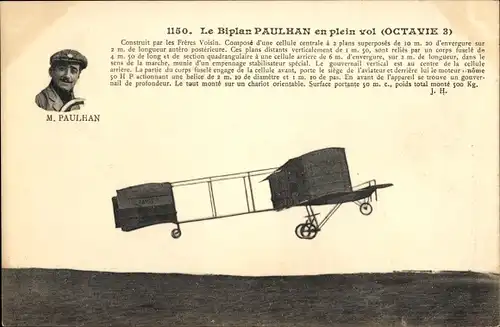 Ak-Doppeldecker Paulhan, gebaut von den Voisin Brothers