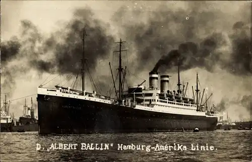 Foto Ak Dampfschiff Albert Ballin, HAPAG, Dampfer