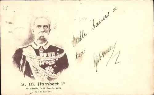 Ak Umberto I, König von Italien, Portrait in Uniform, Orden