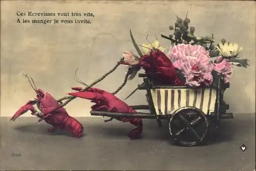 Ak Hummer ziehen einen Karren mit Blumen