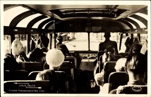 Ak Swedish Transeurope Bus Lines, Linje Buss, Autobus, Innenansicht
