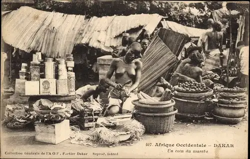 Ak Dakar Senegal, Eine Ecke des Marktes