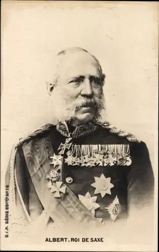 Ak König Albert von Sachsen, Portrait in Uniform, Orden