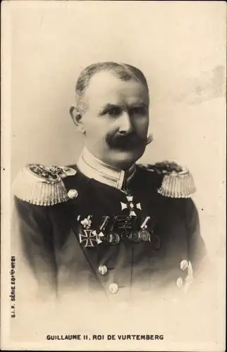 Ak Wilhelm II, König von Württemberg, Portrait, Uniform, Orden