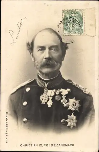 Ak König Christian IX. von Dänemark, Portrait