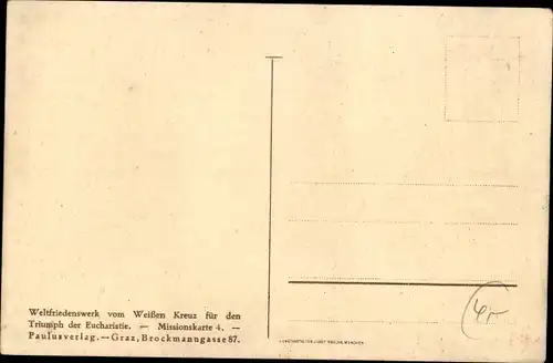 Ak Weltfriedensbund vom Weißen Kreuz für den Triumph der Eucharistie, Missionskarte 4