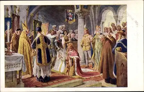 Künstler Ak Die Heilige Elisabeth,Trauung auf der Wartburg,Landgraf Ludwig, 4243