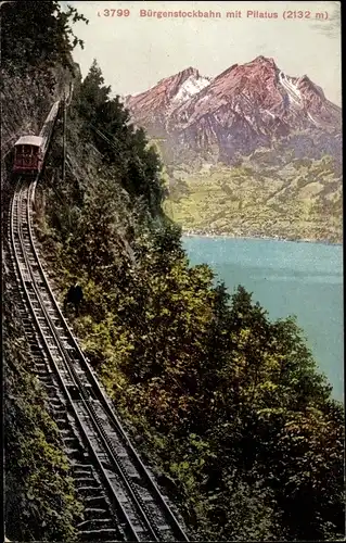 Ak Halbkanton Nidwalden, Bürgenstockbahn mit Pilatus