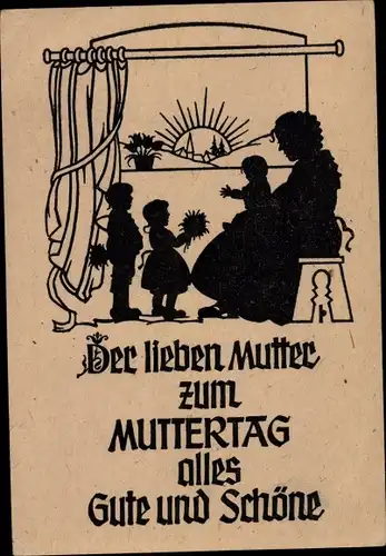 Scherenschnitt Ak Muttertag, Kinder gratulieren