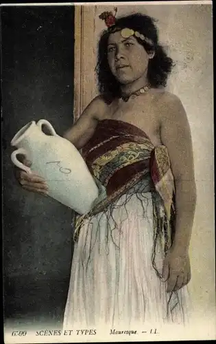 Ak Scenes et Types, Mauresque, Araberin, Tongefäß, Maghreb