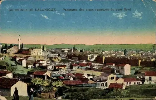 Ak Thessaloniki Griechenland, Panorama des vieux remparts du cote Nord