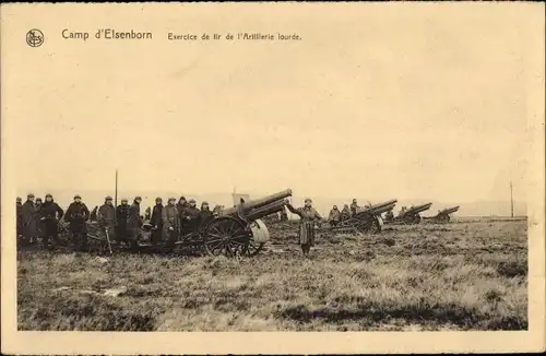 Ak Elsenborn Butgenbach Wallonien Lüttich, Schießübung für schwere Artillerie