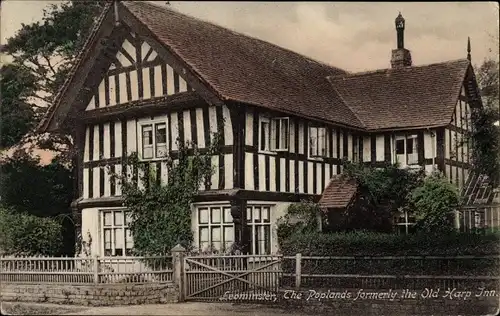 Ak Leominster Herefordshire England, The Poplands, früher das Old Harp Inn