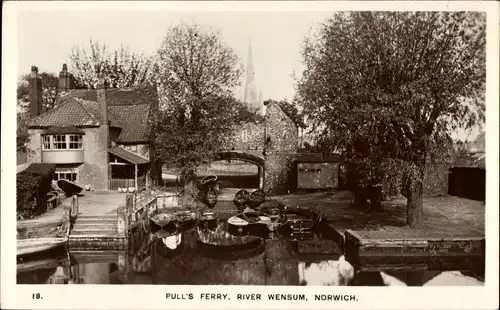 Ak Norwich Norfolk England, Pull's Ferry, Fluss Wensum