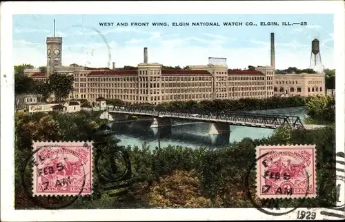 Ak Elgin Illinois USA, West- und Frontflügel, Elgin National Watch Co.