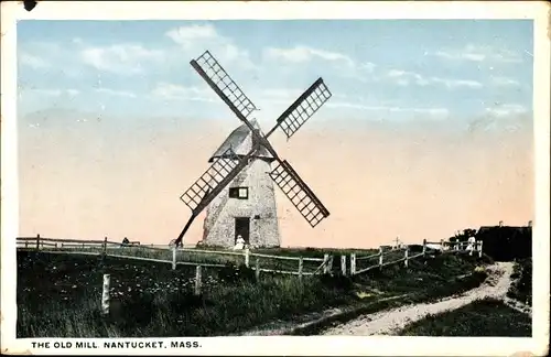 Ak Nantucket Massachusetts USA, alte Windmühle